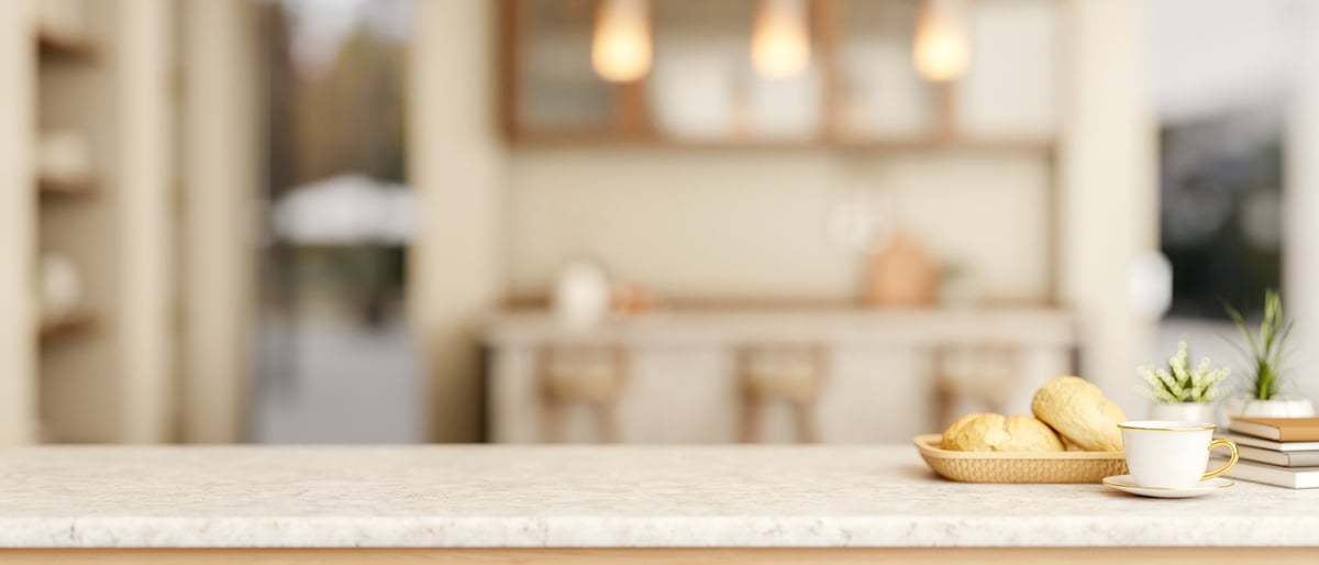 Corian solid surface countertop in modern kitchen